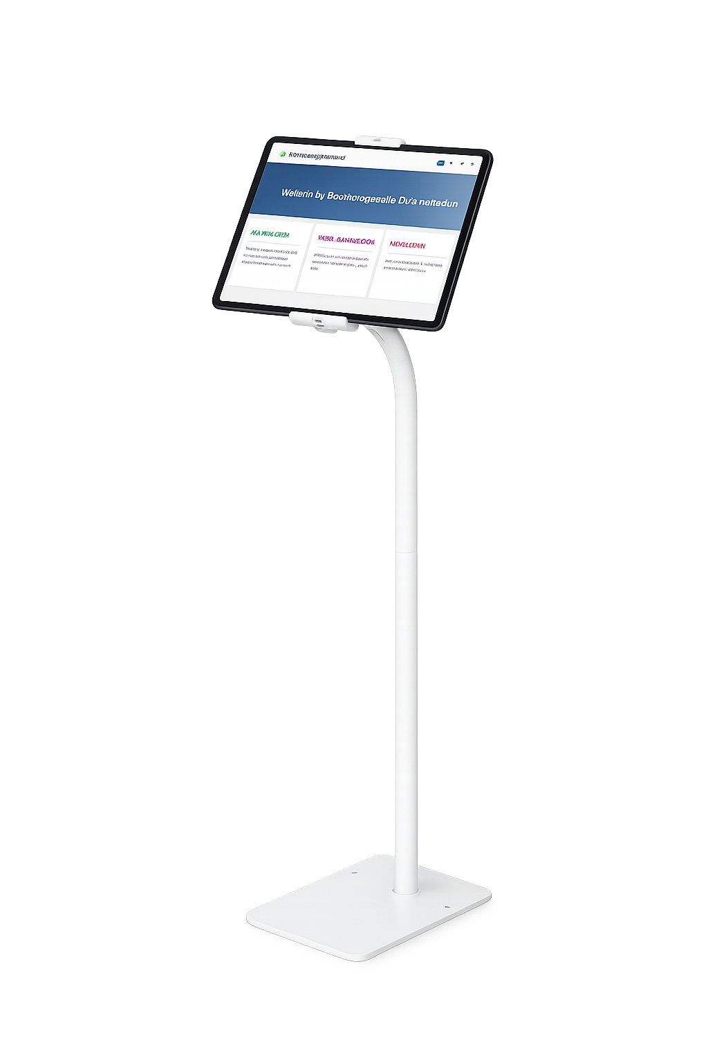 Voorbeeld van Bezoekregistratie.nl op een vloerstandaard