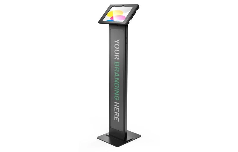 Maclocks Space BrandMe iPad Enclosure Floor Stand met bedrukbaar branding-paneel